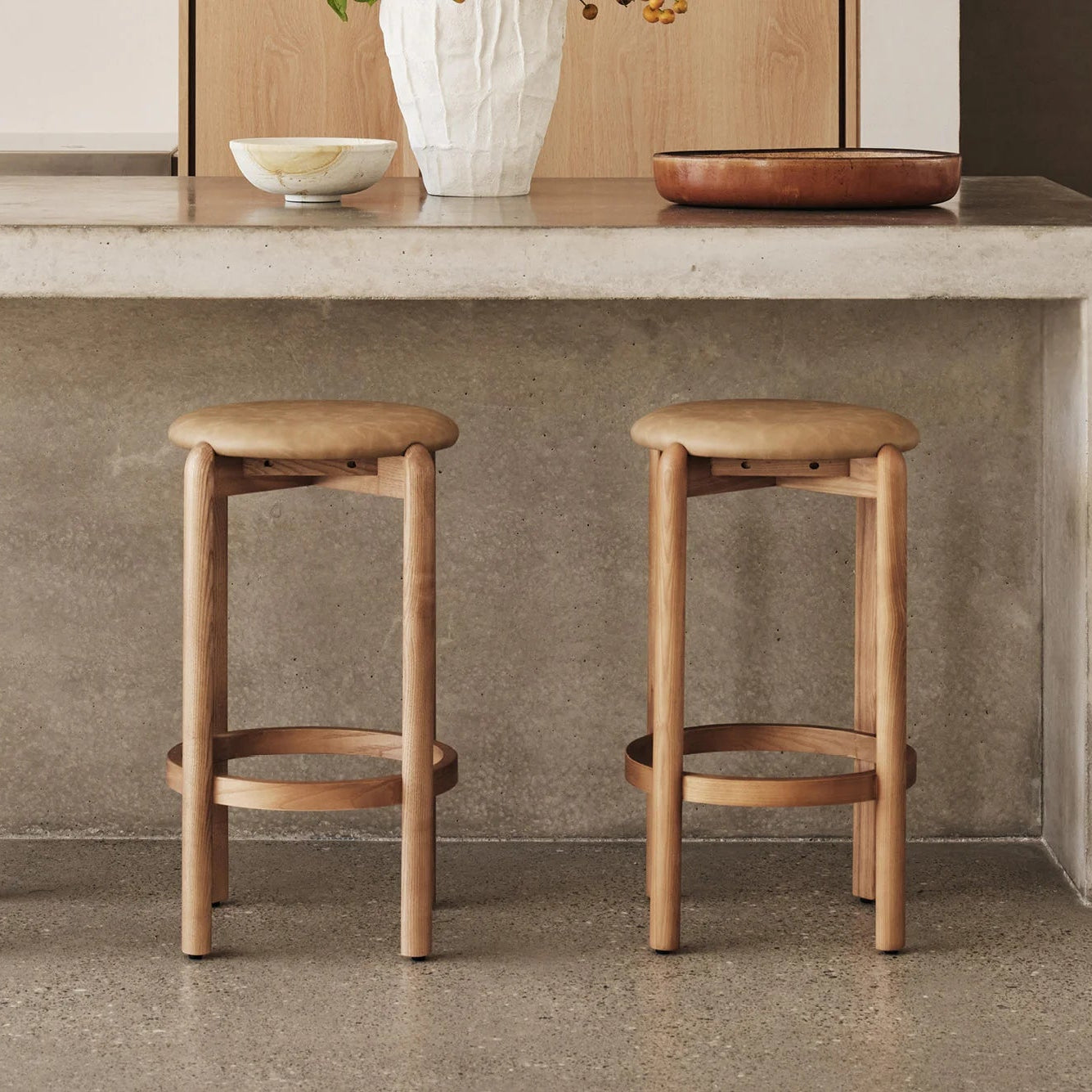 Bellino Backless Barstool in caramel, view 5