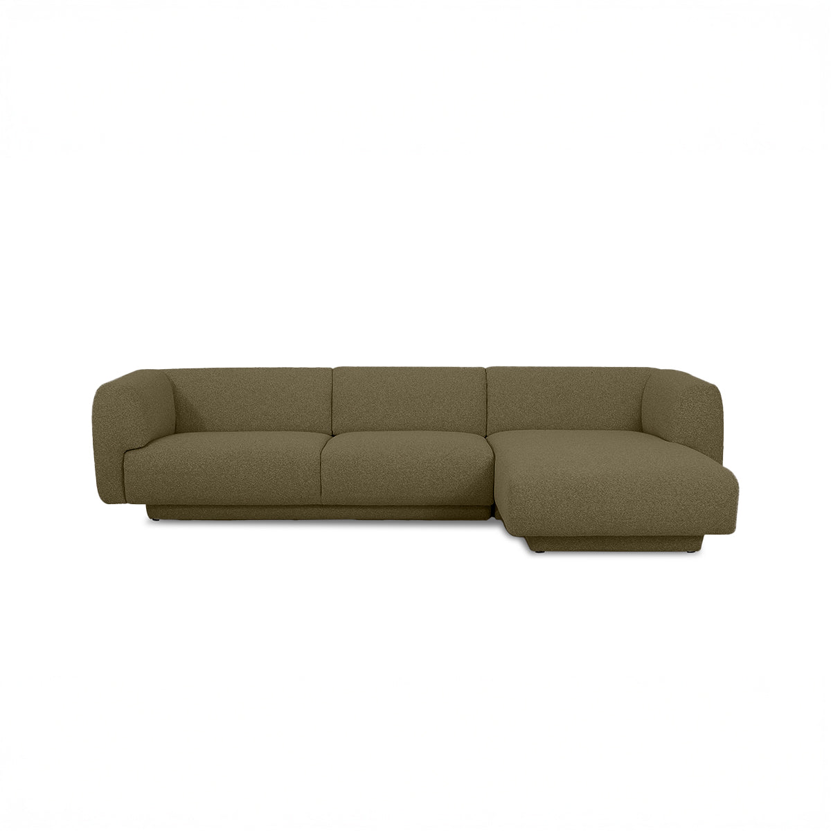Bowie L-Shape Sofa in Serene Khaki Green fabric, right chaise