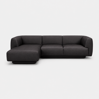 Bowie L-Shape Sofa - Leather in black, view 11
