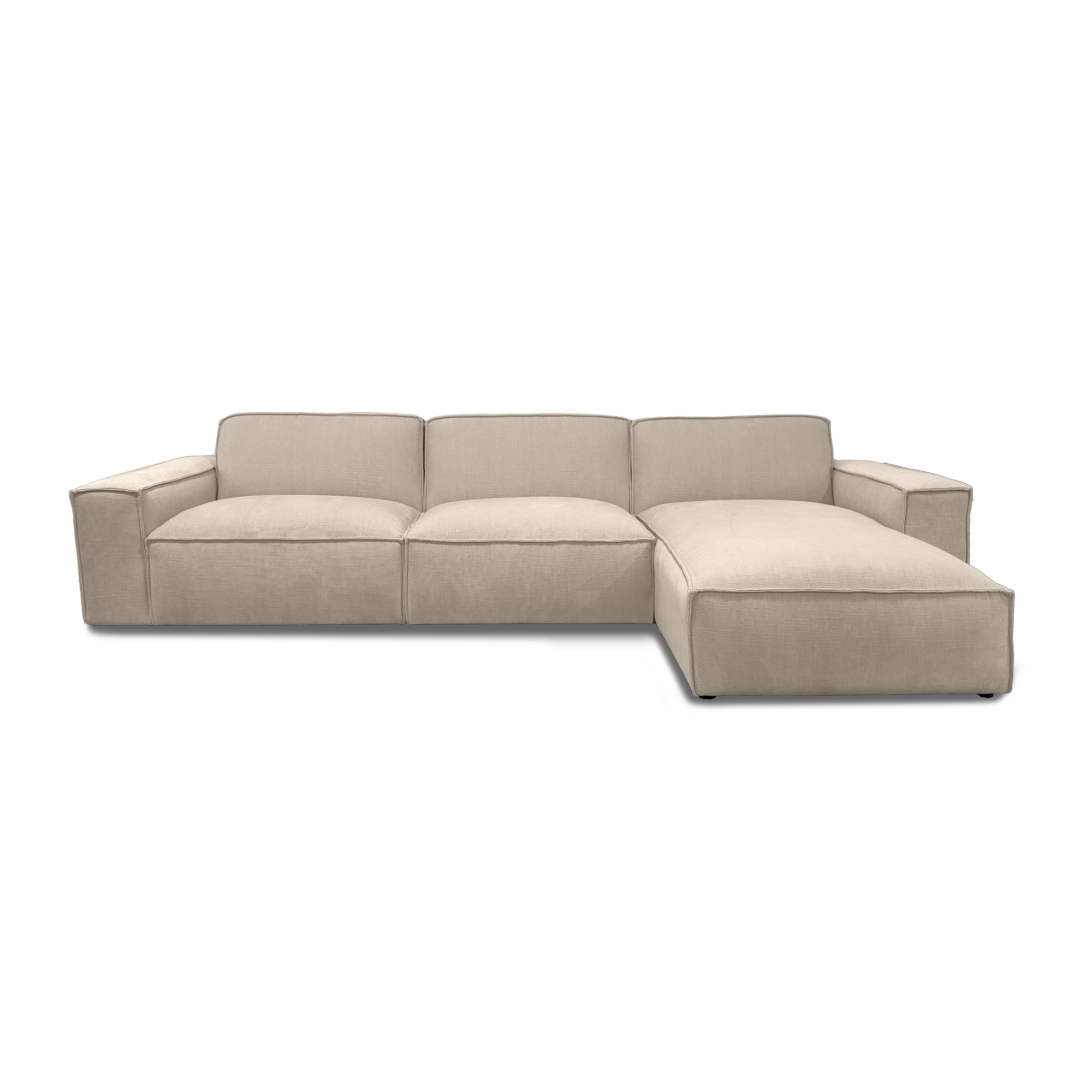 Cubic L-Shape Sofa in Avis Ivory fabric