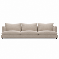 Easytime-Small 4 seat sofa in fabric with slim metal legs. Bauhaus sofas, Auckland.