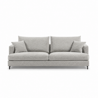 Easytime-Small 3 seat sofa in fabric with slim metal legs. Bauhaus sofas, Auckland.