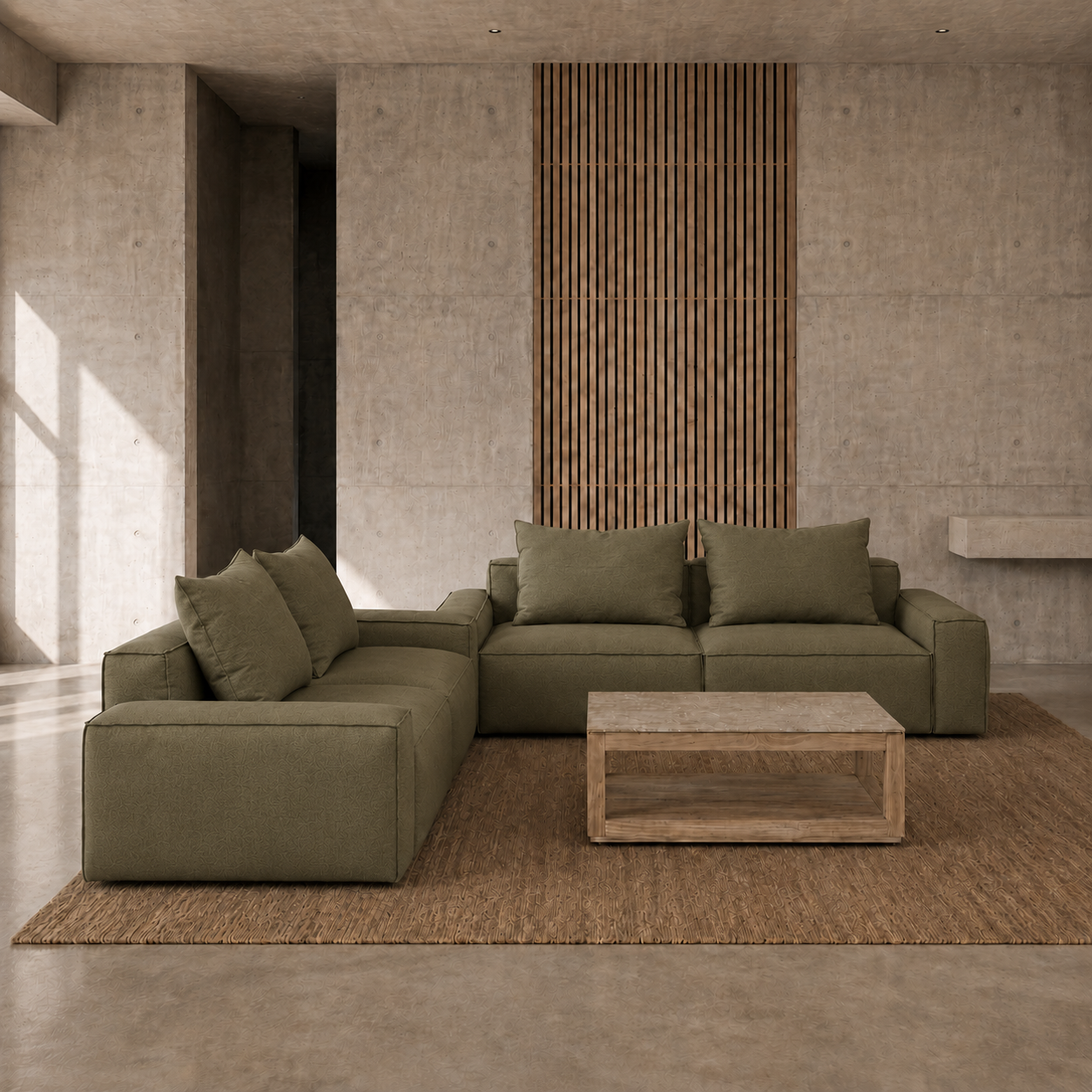 Elio Junior 2-Piece Sofa in green, in a room setting