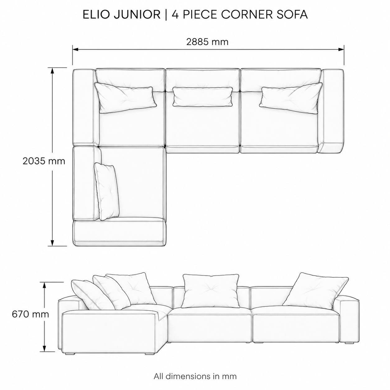 Elio Junior 4-Piece Corner Sofa