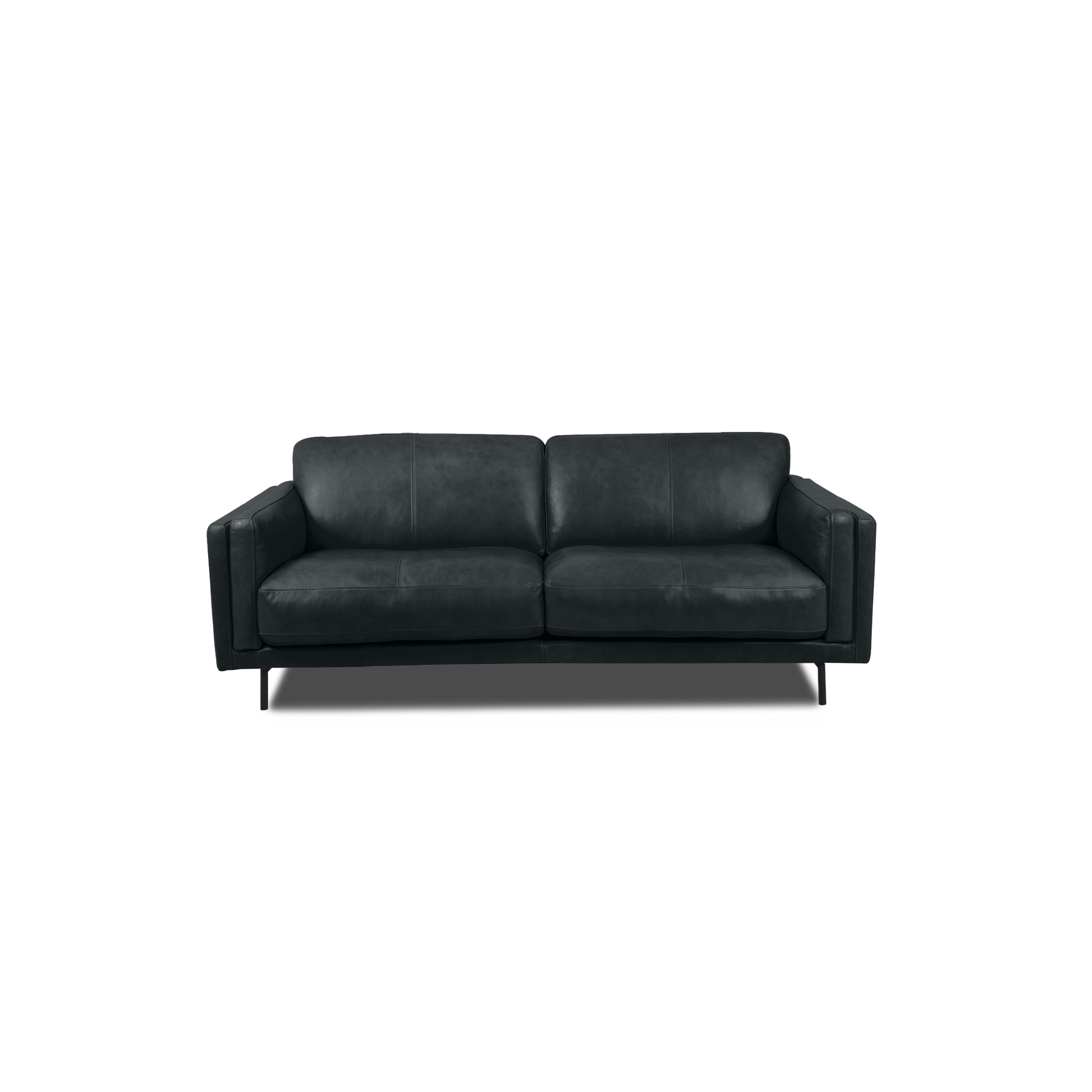 Fraser Straight Sofa - Leather in Carbon Grey leather