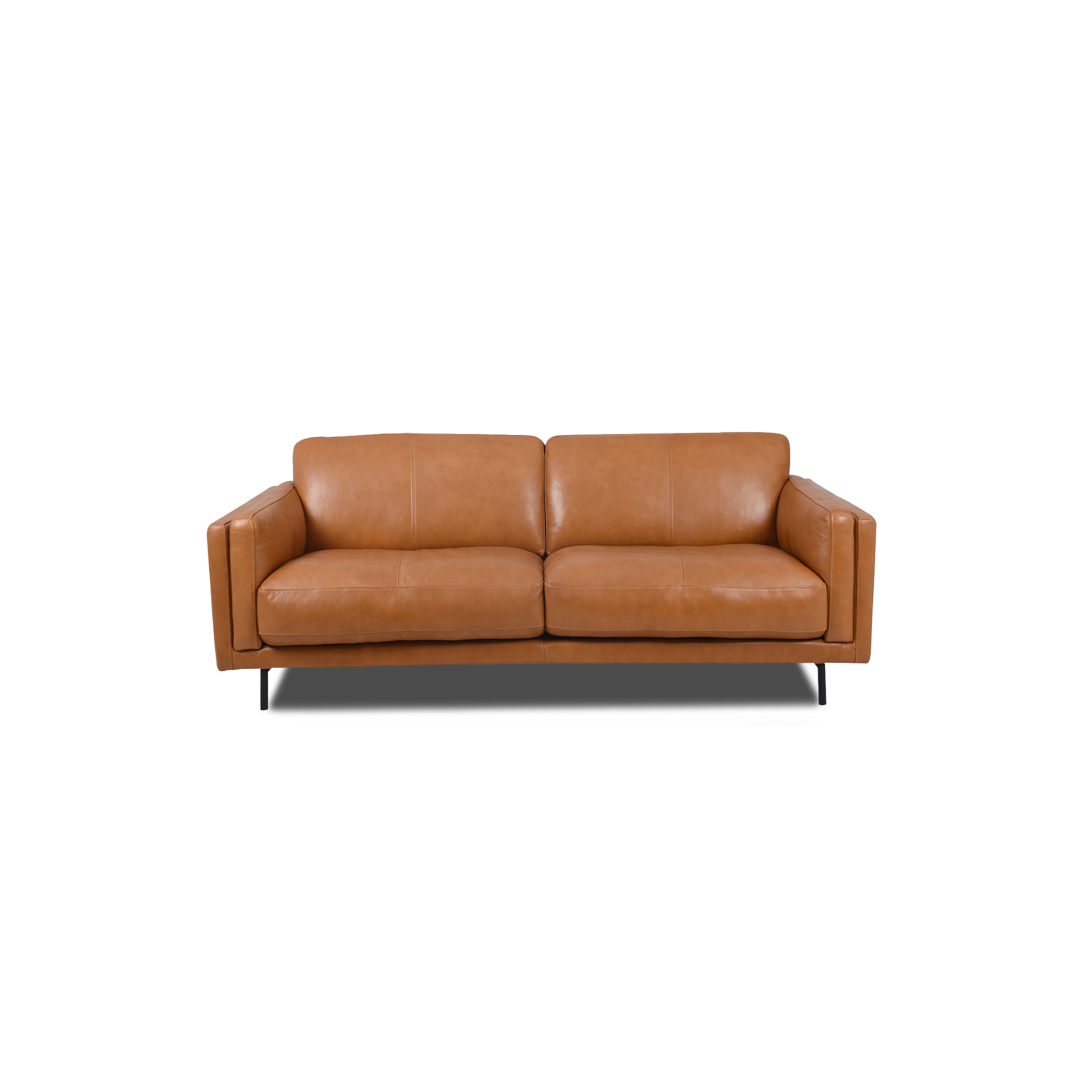 Fraser Straight Sofa - Leather in Cognac leather