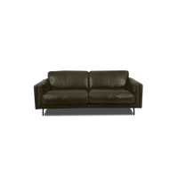 Fraser Straight Sofa - Leather in Dark Olive leather
