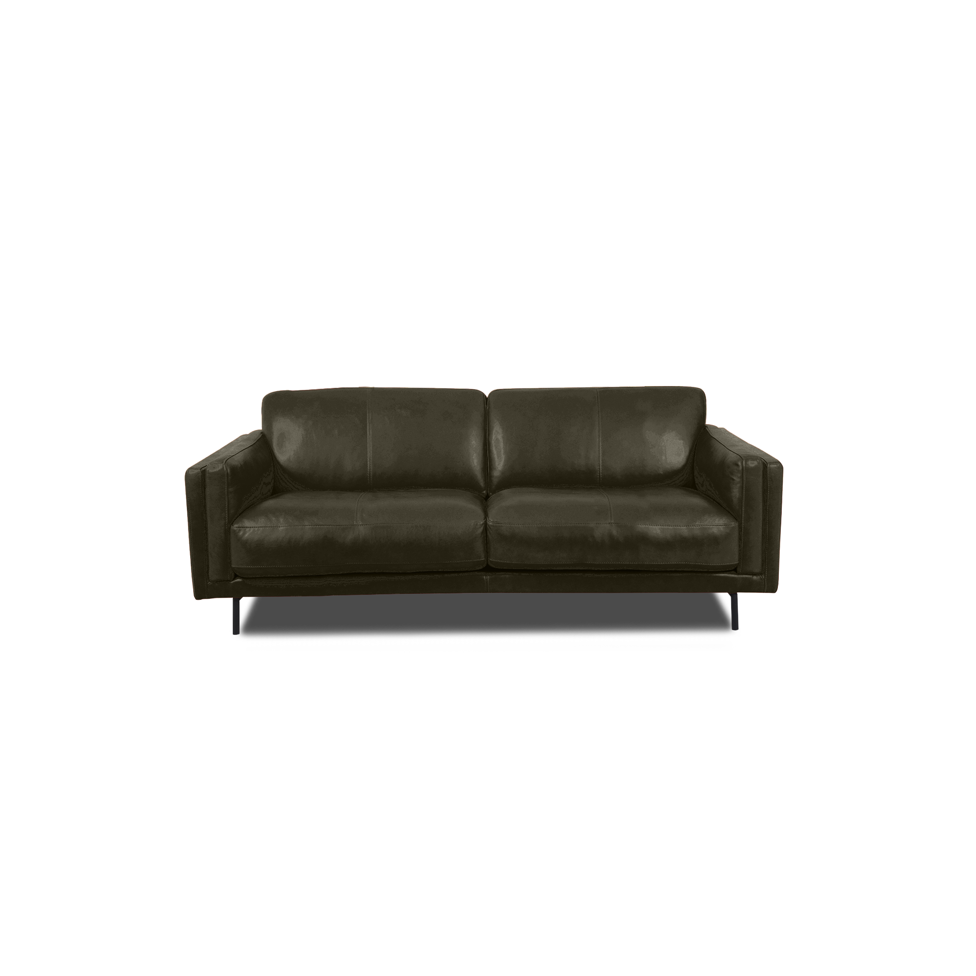 Fraser Straight Sofa - Leather in Dark Olive leather