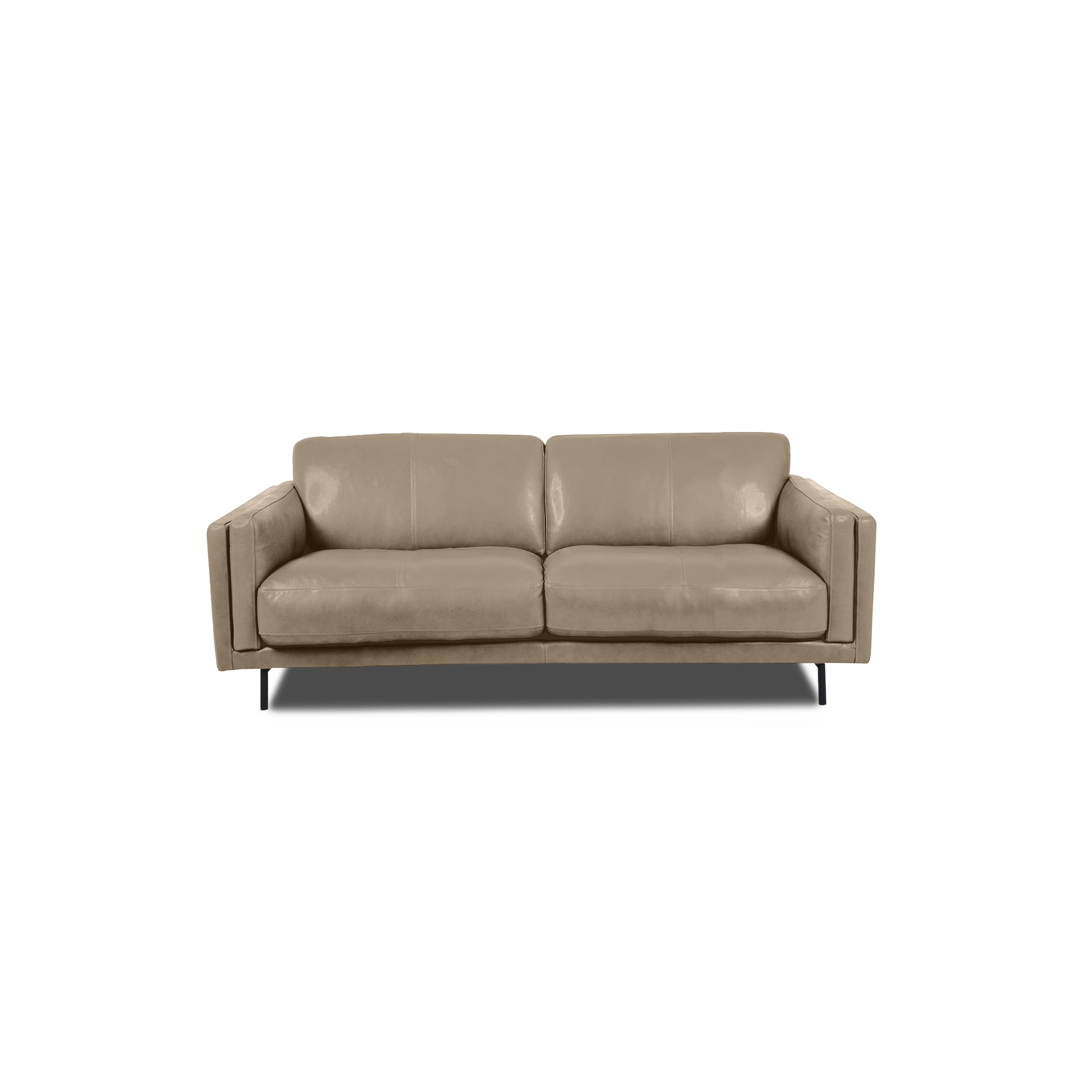 Fraser Straight Sofa - Leather in Oatmeal leather