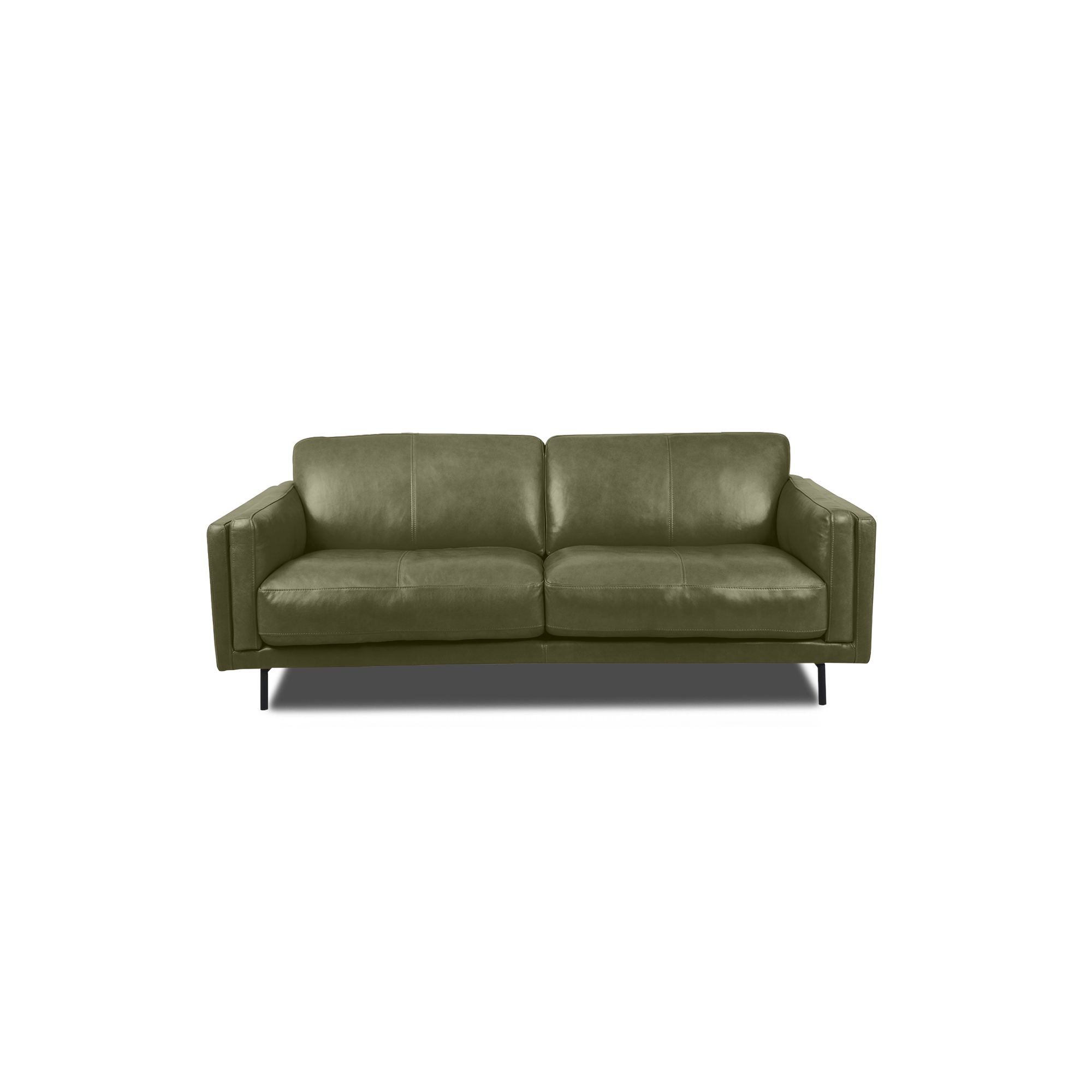 Fraser Straight Sofa - Leather in Olive Green leather