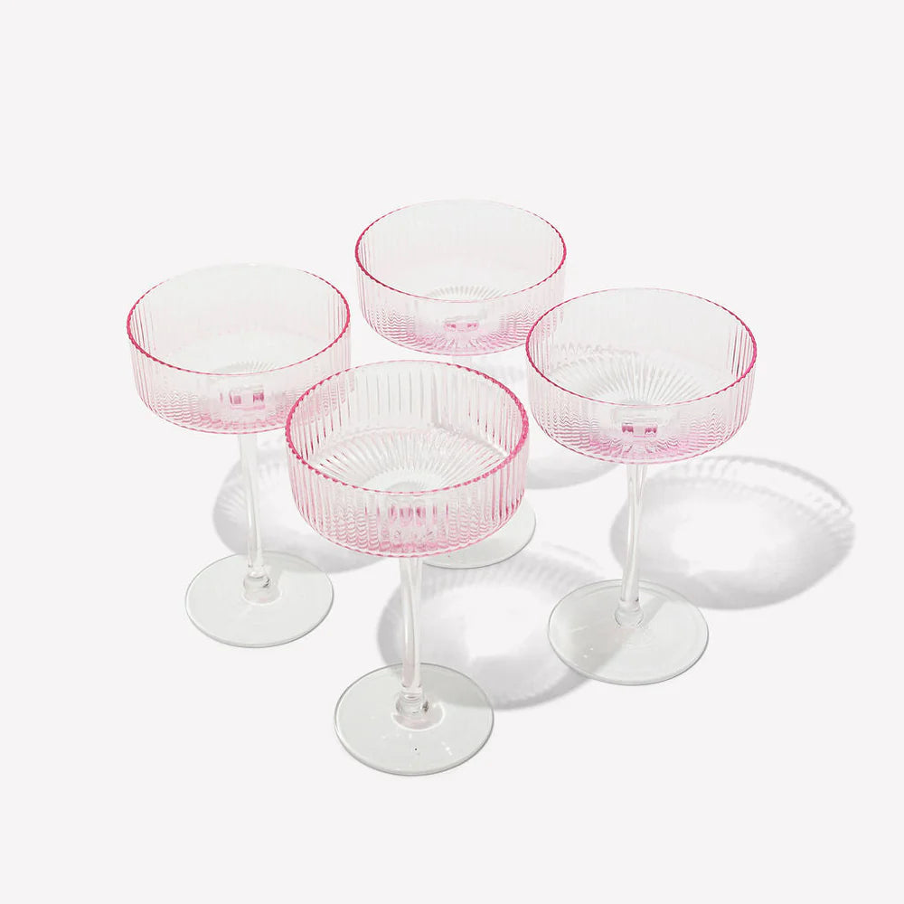Ribbed Cocktail Glasses - Set of 4