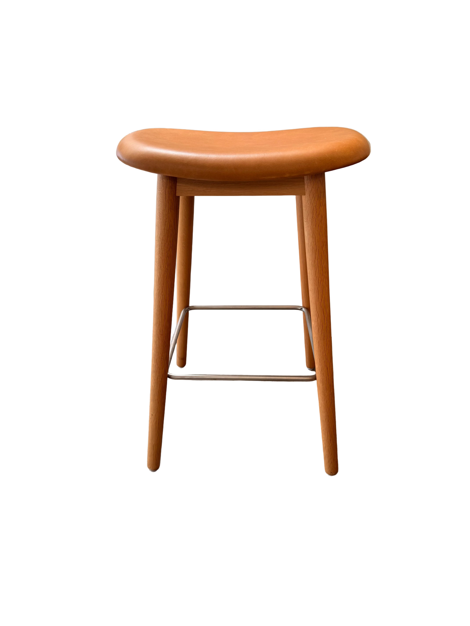 Fiber Counter Stool Wood base 65cm - Leather