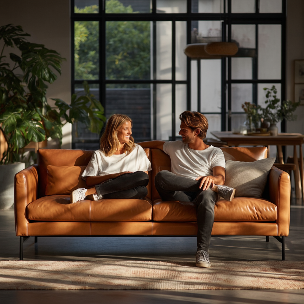 Linear Straight Sofa Leather