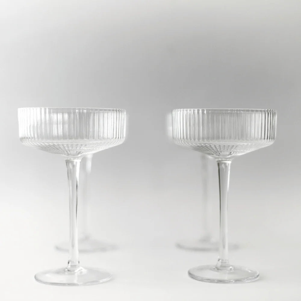 Ribbed Cocktail Glasses - Set of 4