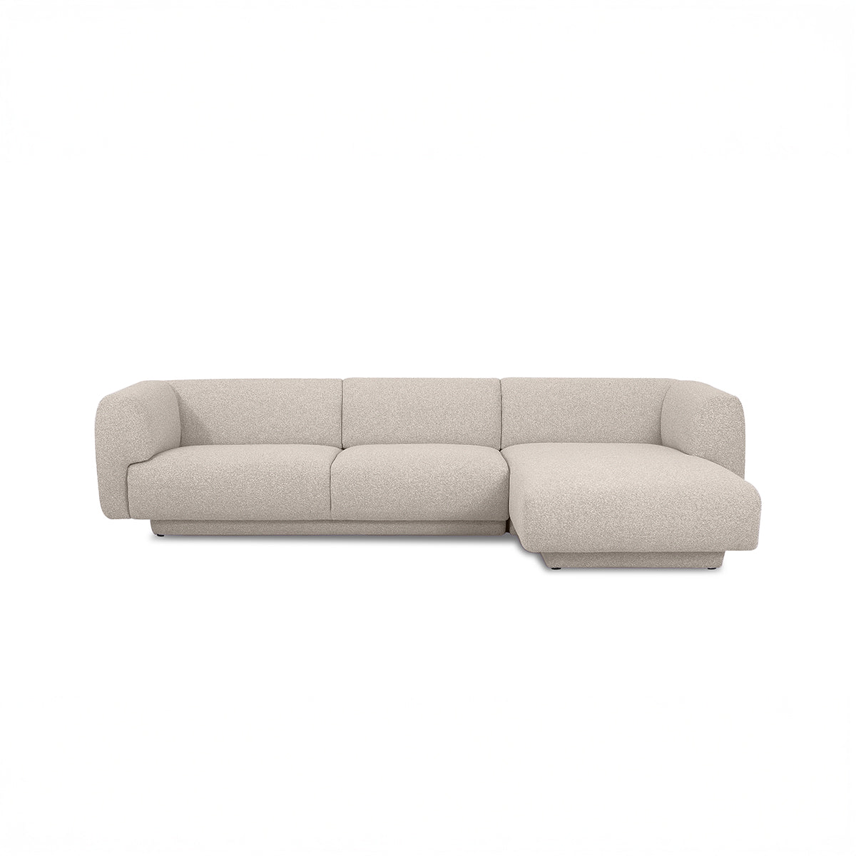Bowie L-Shape Sofa in Nardo Light Grey fabric, right chaise