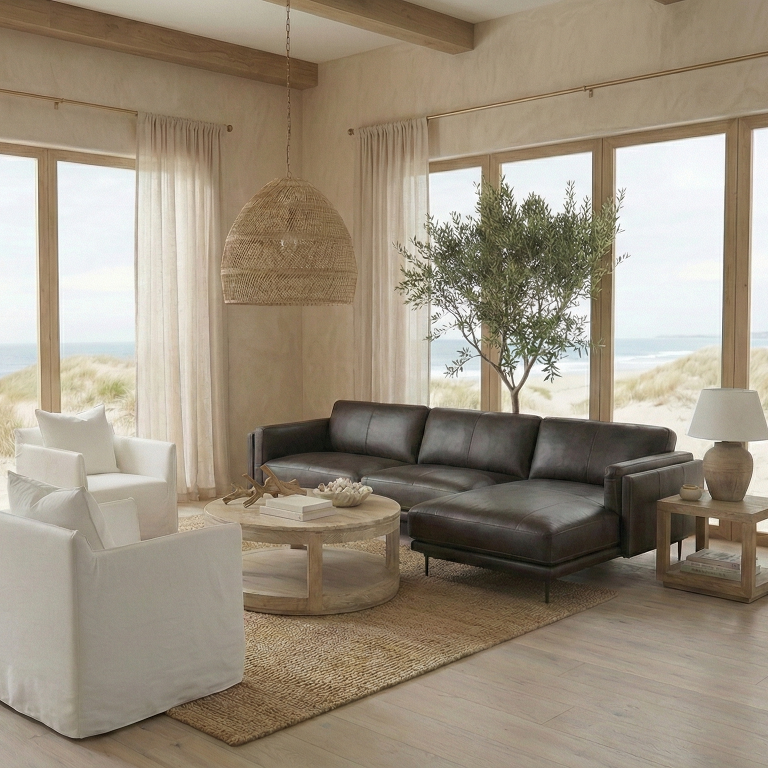 Fraser L-Shape Sofa - Leather, view 3