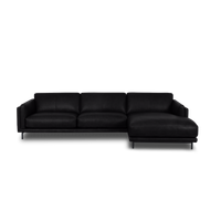Fraser L-Shape Sofa - Leather in black, view 13
