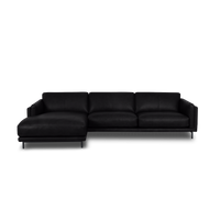 Fraser L-Shape Sofa - Leather in black, view 4