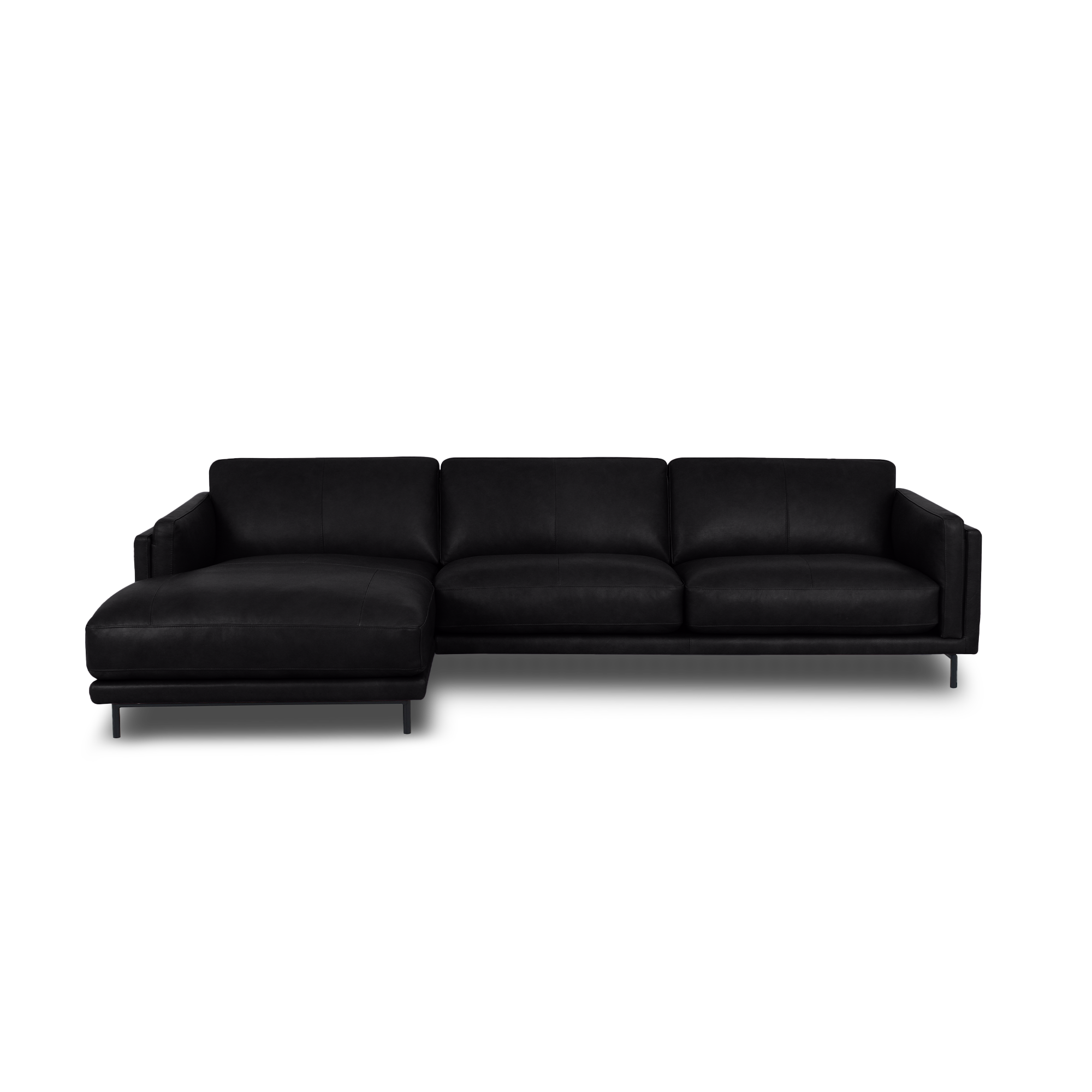 Fraser L-Shape Sofa - Leather in black, view 4