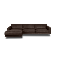 Fraser L-Shape Sofa - Leather in Cacao Brown, view 6