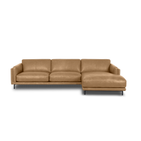 Fraser L-Shape Sofa - Leather in Camel, view 15