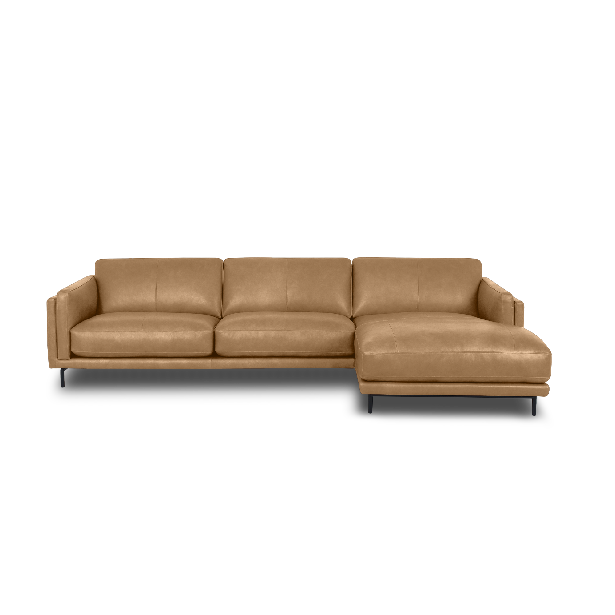 Fraser L-Shape Sofa - Leather in Camel, view 15