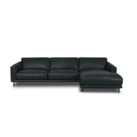 Fraser L-Shape Sofa - Leather in Carbon Grey, view 16