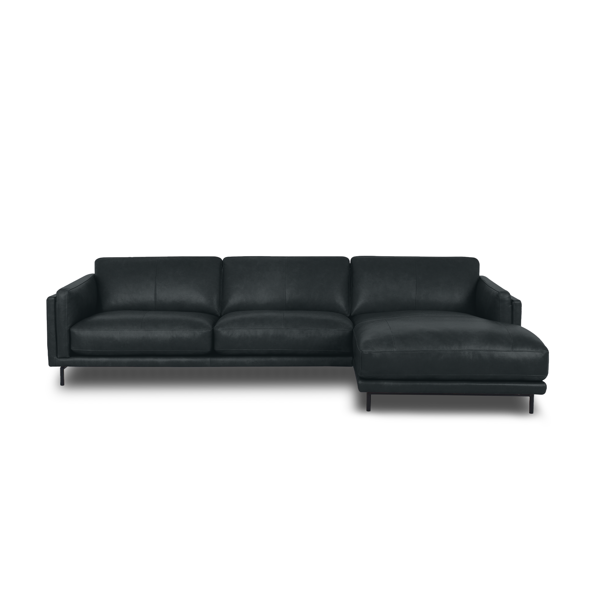 Fraser L-Shape Sofa - Leather in Carbon Grey, view 16