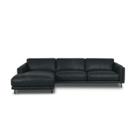 Fraser L-Shape Sofa - Leather in Carbon Grey, view 7