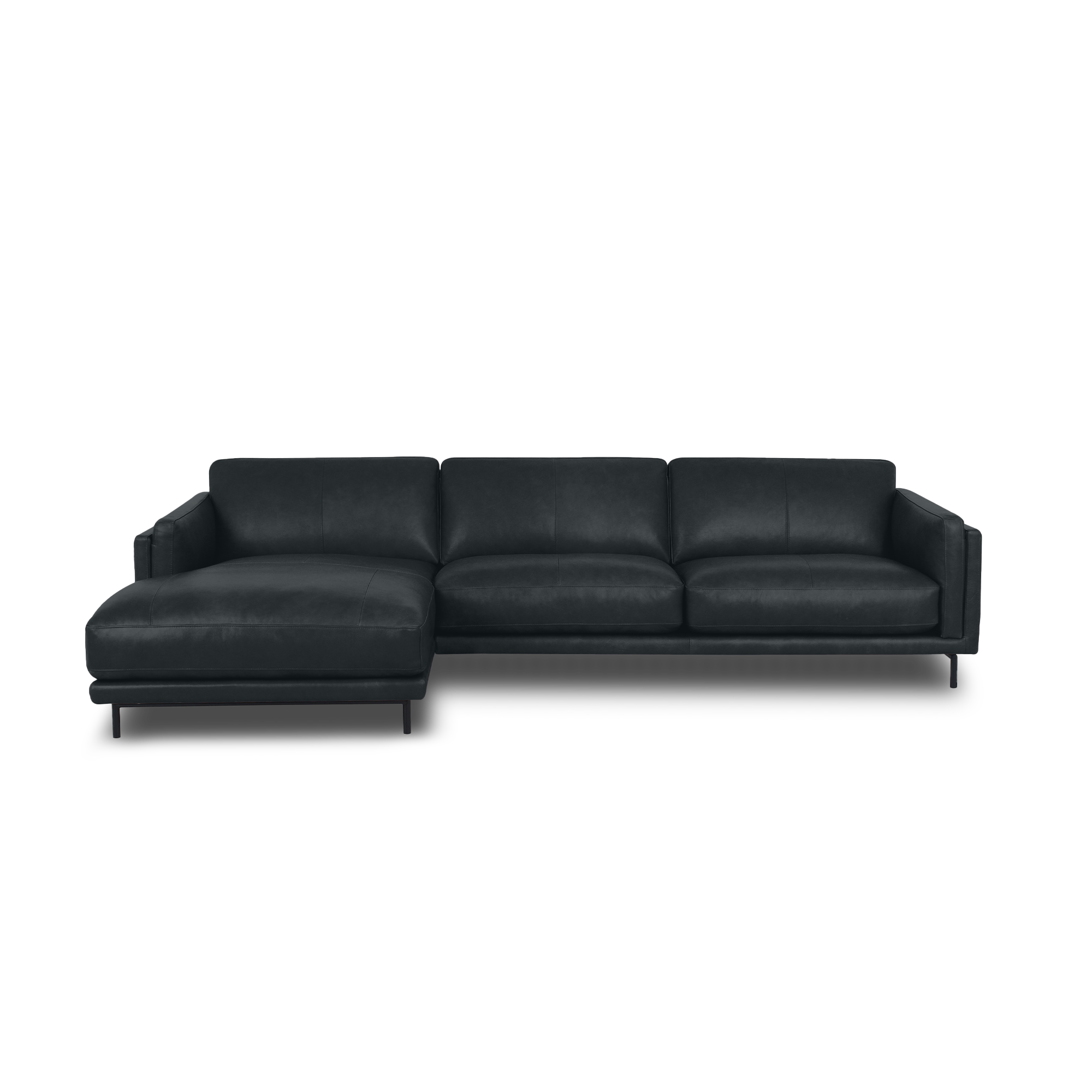 Fraser L-Shape Sofa - Leather in Carbon Grey, view 7