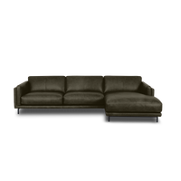 Fraser L-Shape Sofa - Leather in Dark Olive, view 18
