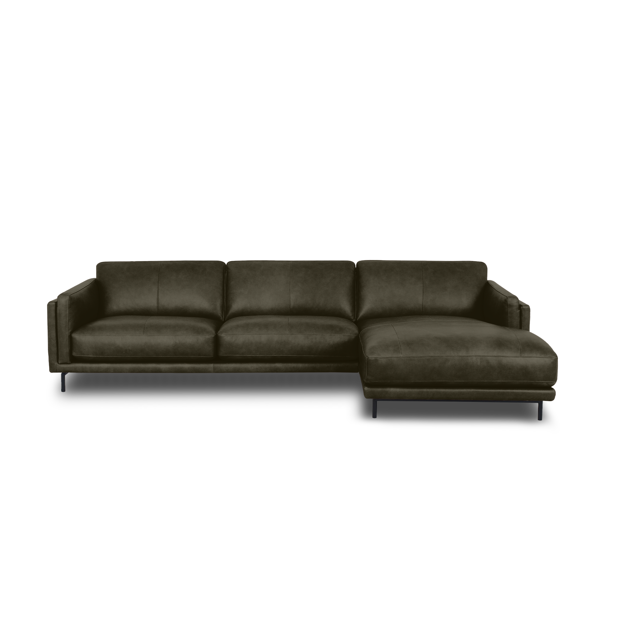 Fraser L-Shape Sofa - Leather in Dark Olive, view 18