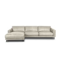 Fraser L-Shape Sofa - Leather in Frost, view 10