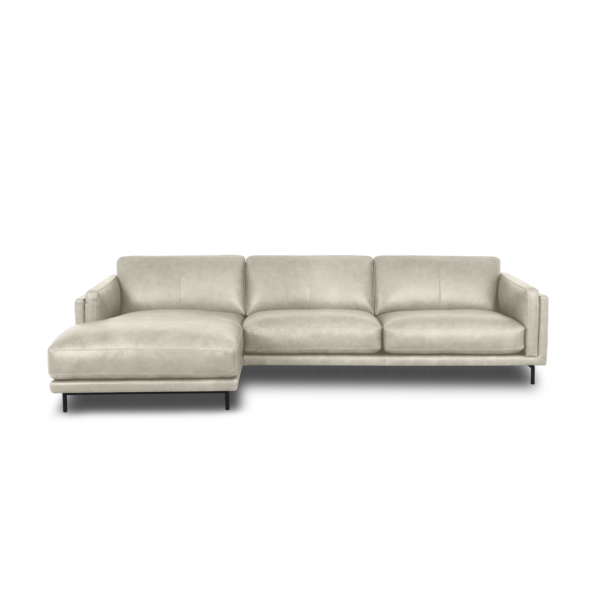Fraser L-Shape Sofa - Leather in Frost, view 10