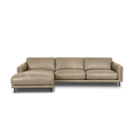 Fraser L-Shape Sofa - Leather in Oatmeal, view 11