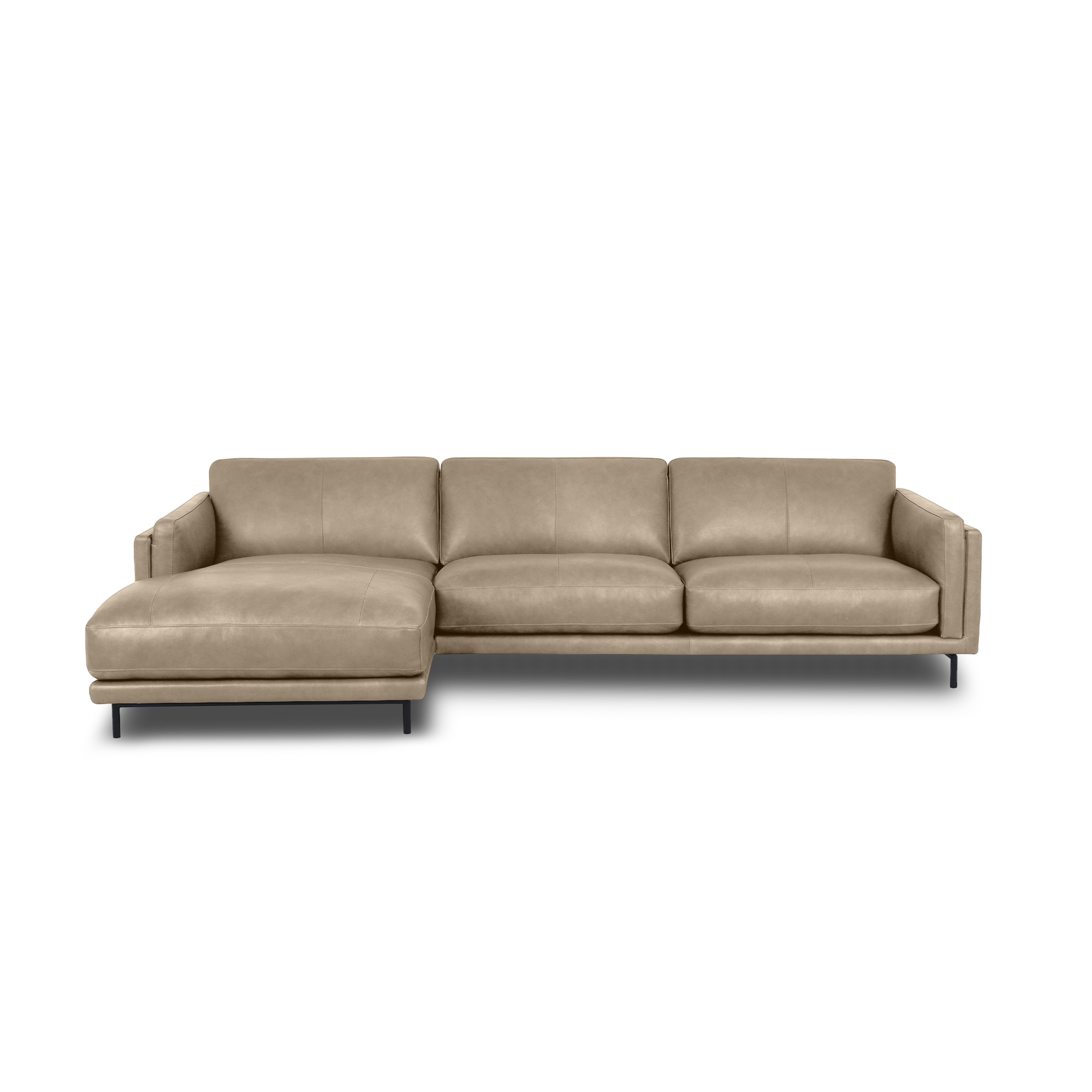 Fraser L-Shape Sofa - Leather in Oatmeal, view 11