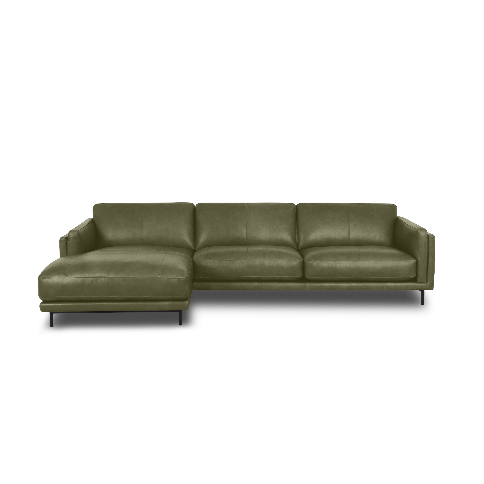 Fraser L-Shape Sofa - Leather in Olive Green, view 12