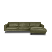 Fraser L-Shape Sofa - Leather in Olive Green, view 22