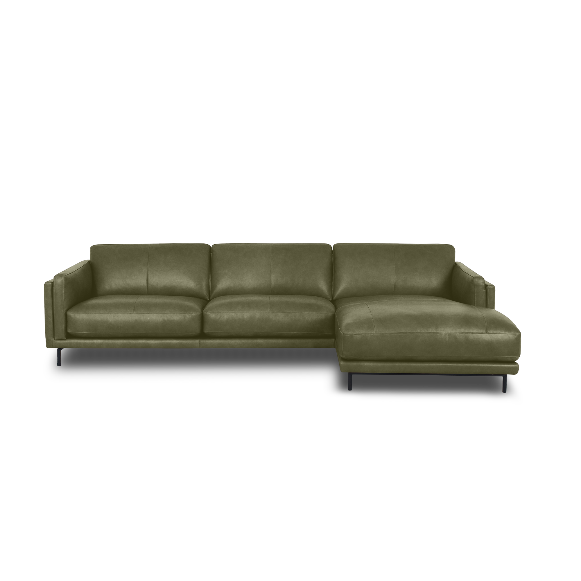 Fraser L-Shape Sofa - Leather in Olive Green, view 22