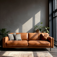 Fraser Straight Sofa - Leather, view 3