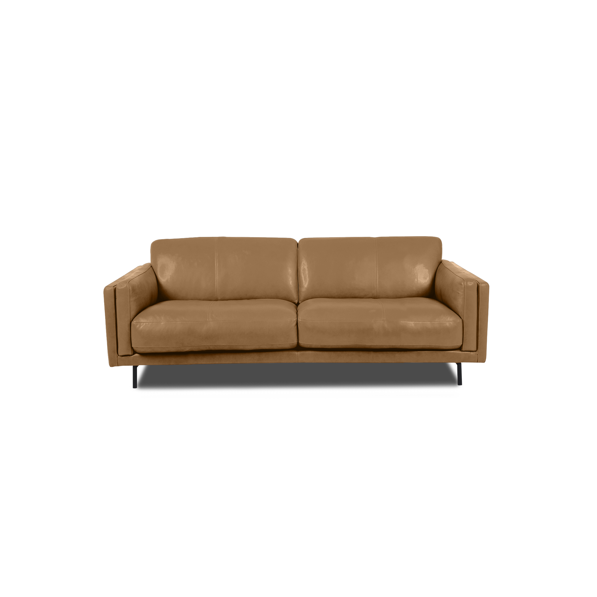 Fraser Straight Sofa - Leather in Camel, view 17