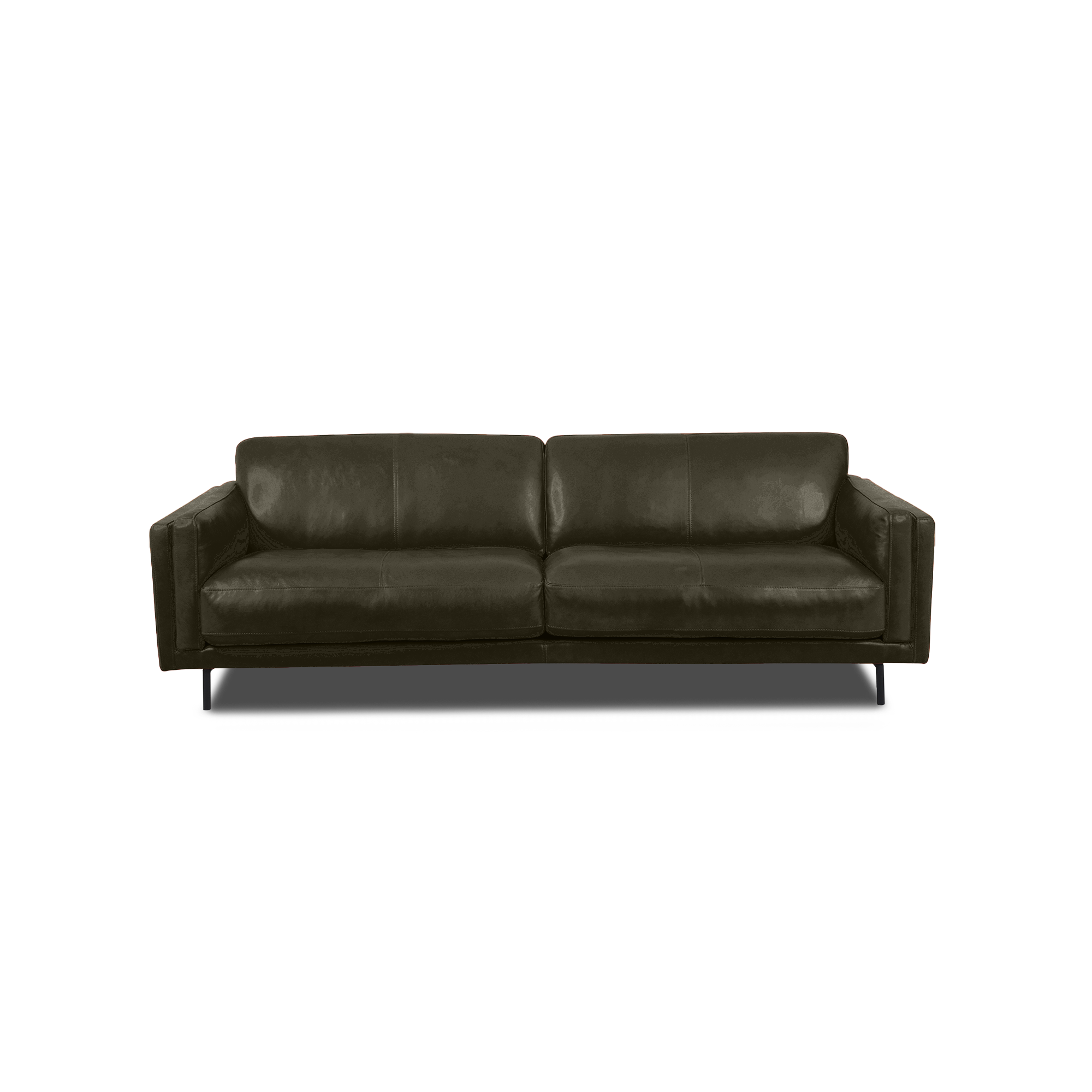 Fraser Straight Sofa - Leather in olive, view 11