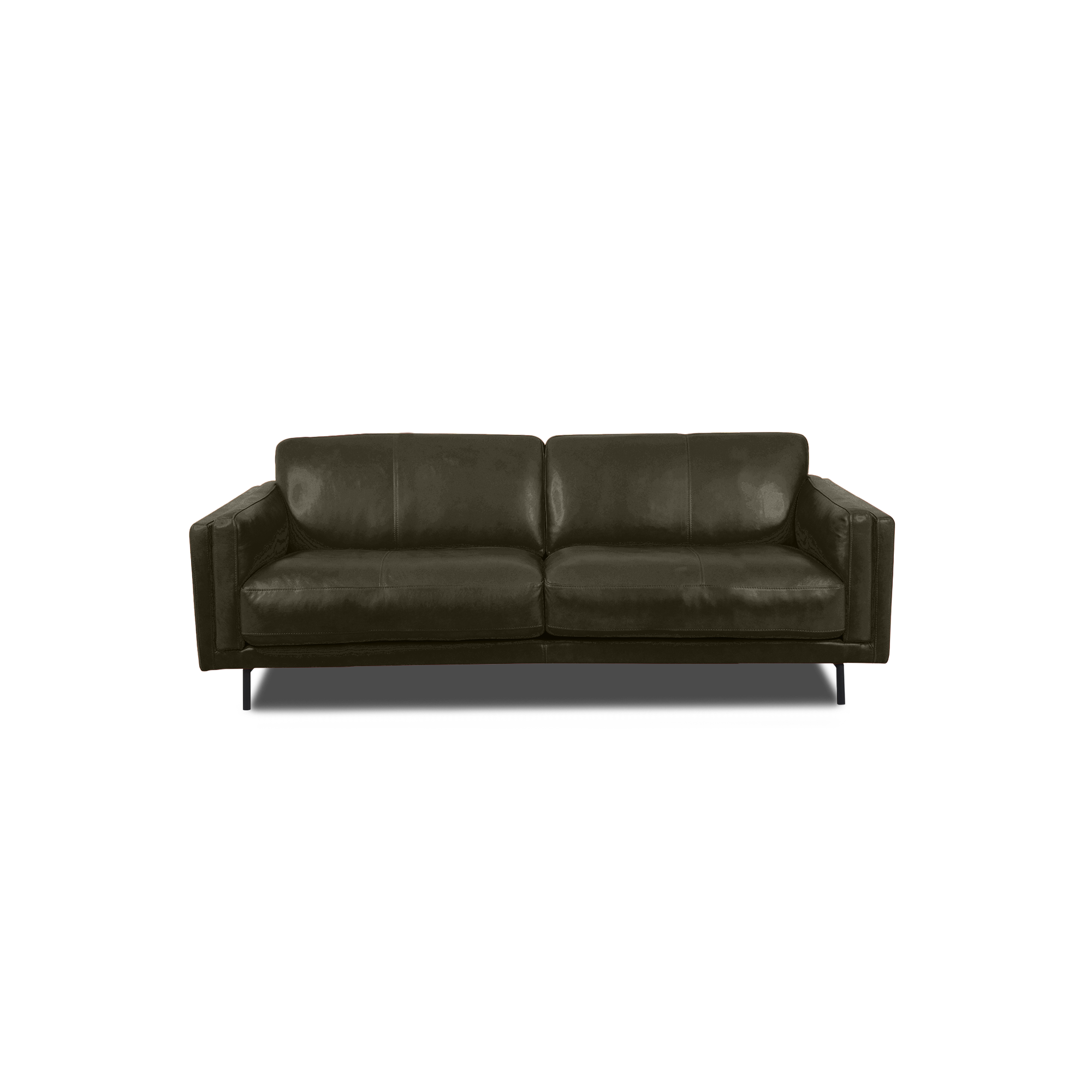 Fraser Straight Sofa - Leather in olive, view 21