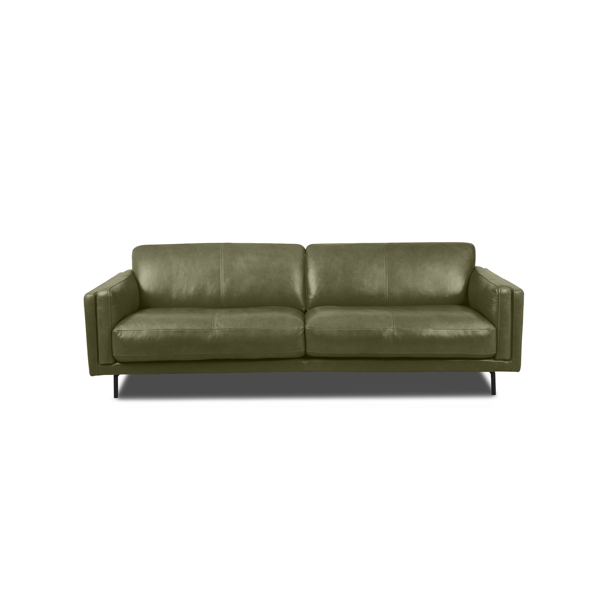 Fraser Straight Sofa - Leather in green, view 14