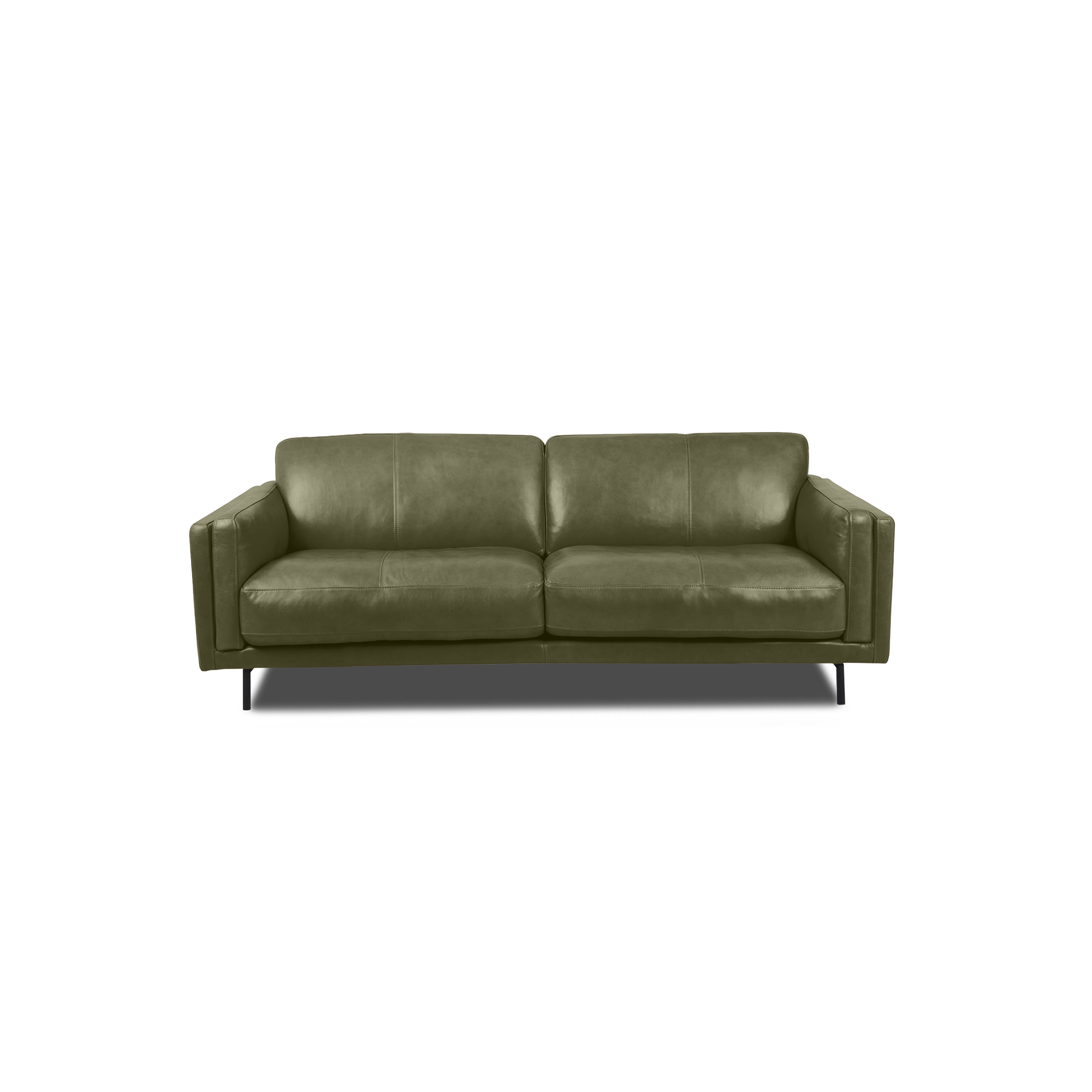 Fraser Straight Sofa - Leather in green, view 24