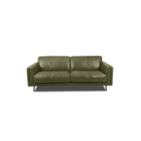 Fraser Straight Sofa - Leather in Olive Green leather