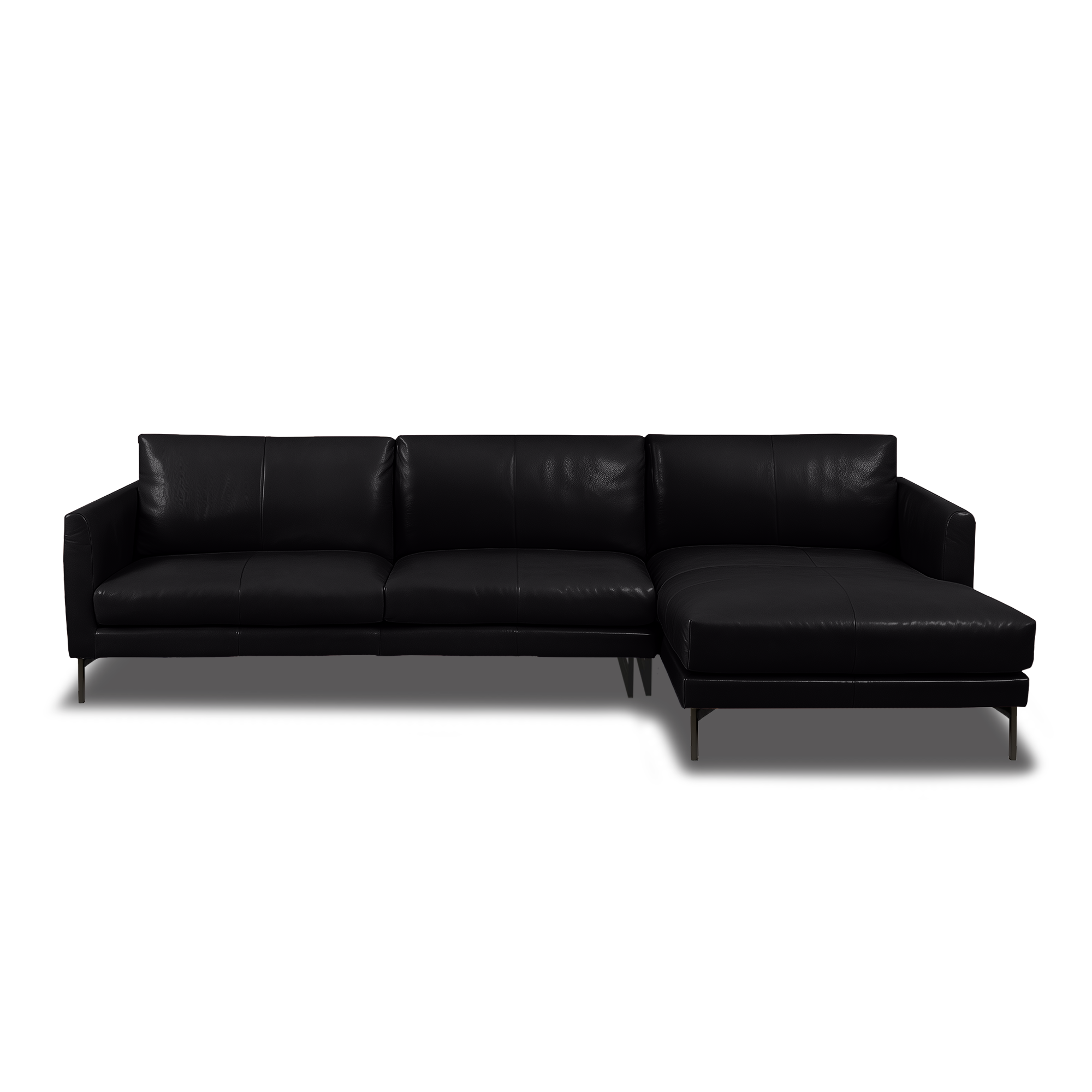 Linear L-Shape Sofa - Leather in black, view 10