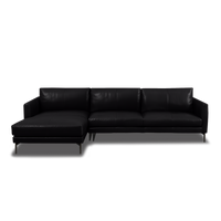 Linear L-Shape Sofa - Leather in black, view 13