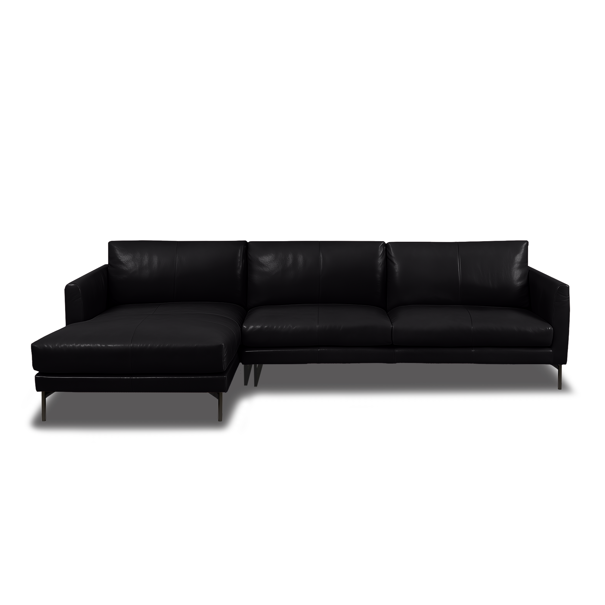 Linear L-Shape Sofa - Leather in black, view 13