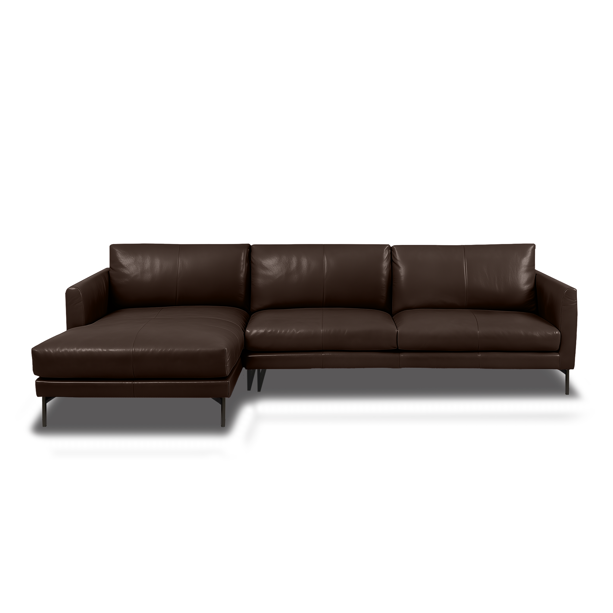 Linear L-Shape Sofa - Leather in brown, view 14
